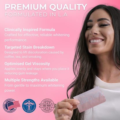 Glow Strips - 10 Express Teeth Whitening Strips & Pen | 8% Professional Whitening Formula