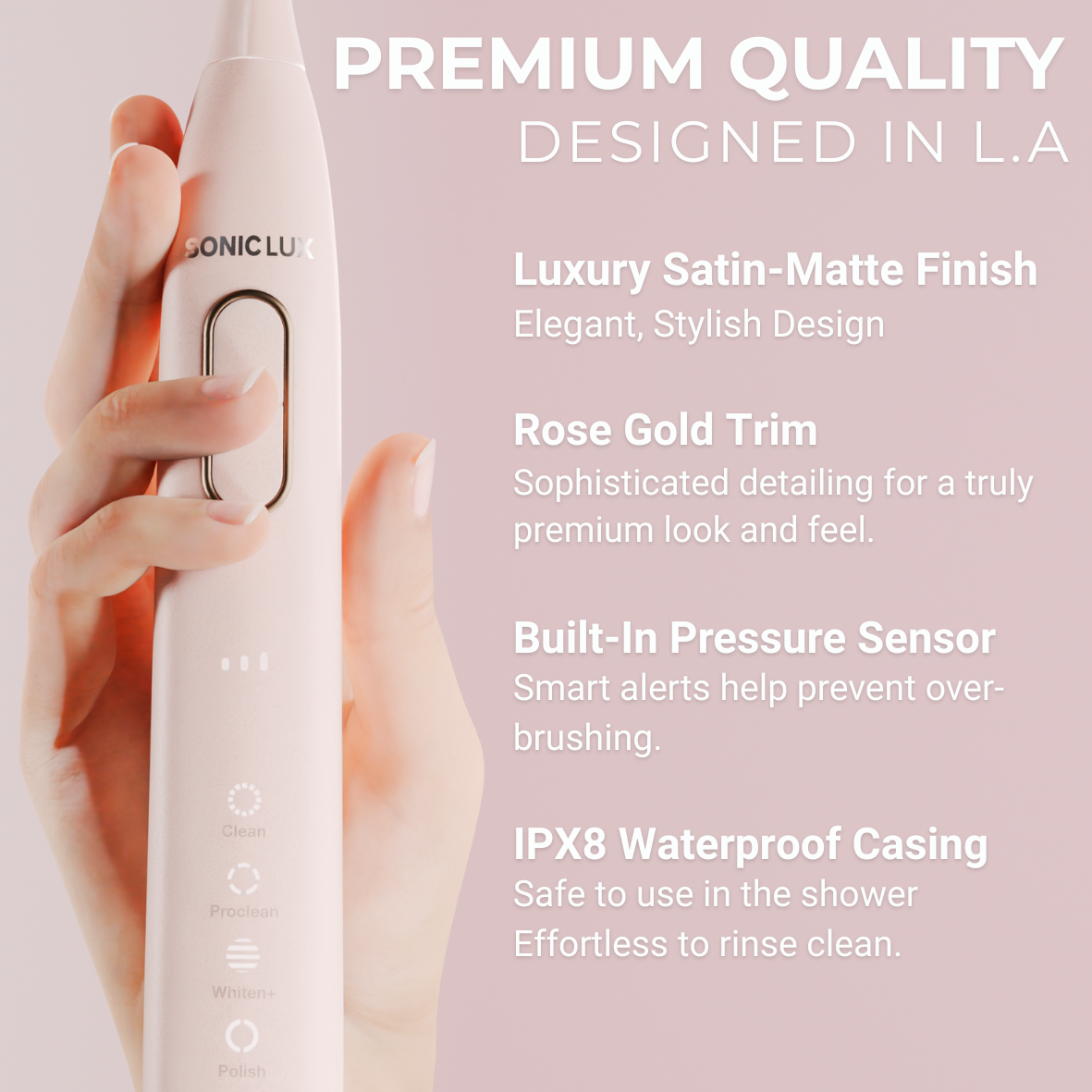 Sonic Lux™ Rose Quartz Pink Electric Toothbrush