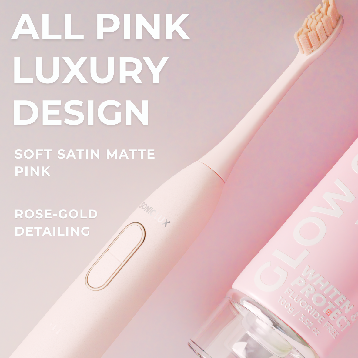 Sonic Lux™ Rose Quartz Pink Electric Toothbrush